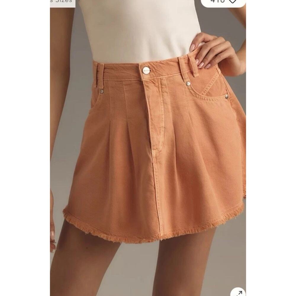 Anthropology Pilcro Pleated Micro Denim Skirt Fall Festival Size 12 - Picture 2 of 11